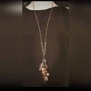 NY Jewely Co- 33" black tone long necklace with multiple beaded charms